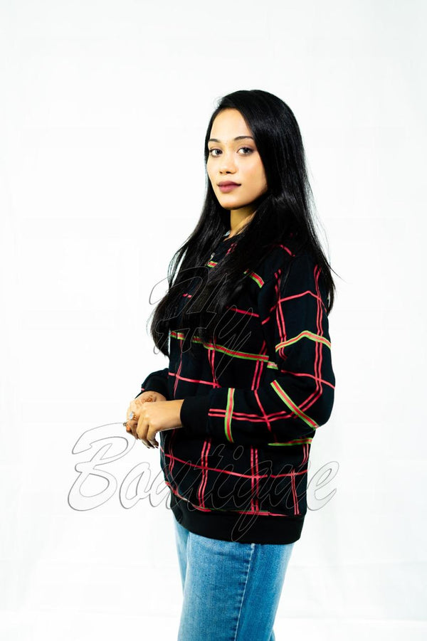 Winter Collection Women’s Red & Green Lining Print Jacket